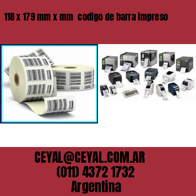 118 x 179 mm x mm  codigo de barra impreso