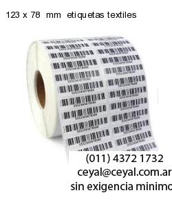 123 x 78  mm  etiquetas textiles