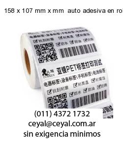 158 x 107 mm x mm  auto adesiva en rollo