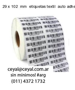 29 x 102  mm  etiquetas textil  auto adhesiva