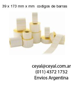 39 x 173 mm x mm  codigos de barras