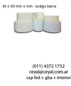 43 x 65 mm x mm  codigo barra