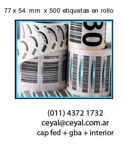 77 x 54  mm  x 500 etiquetas en rollo