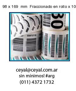 98 x 169  mm  Fraccionado en rollo x 1000