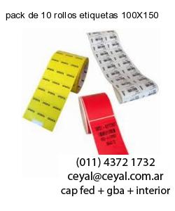 pack de 10 rollos etiquetas 100X150