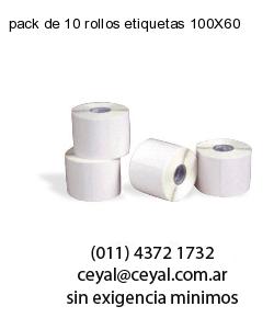 pack de 10 rollos etiquetas 100X60