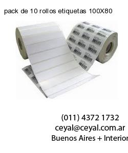 pack de 10 rollos etiquetas 100X80