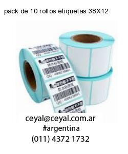 pack de 10 rollos etiquetas 38X12