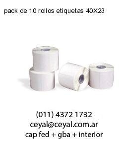 pack de 10 rollos etiquetas 40X23