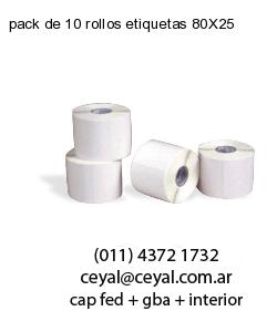pack de 10 rollos etiquetas 80X25