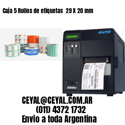 Caja 5 Rollos de etiquetas 	29 X 20 mm