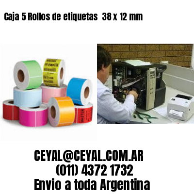 Caja 5 Rollos de etiquetas 	38 x 12 mm
