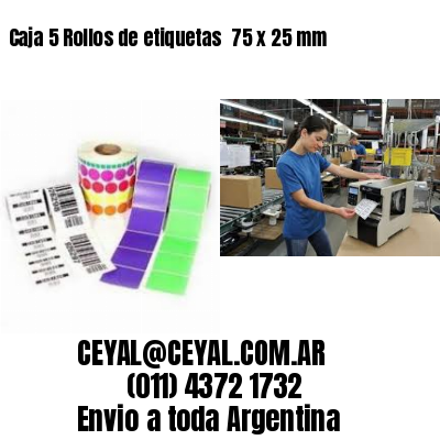 Caja 5 Rollos de etiquetas 	75 x 25 mm