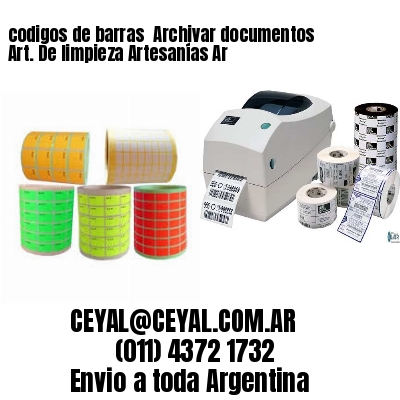 codigos de barras 	Archivar documentos Art. De limpieza Artesanías Ar