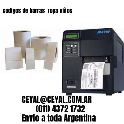 codigos de barras 	ropa niños