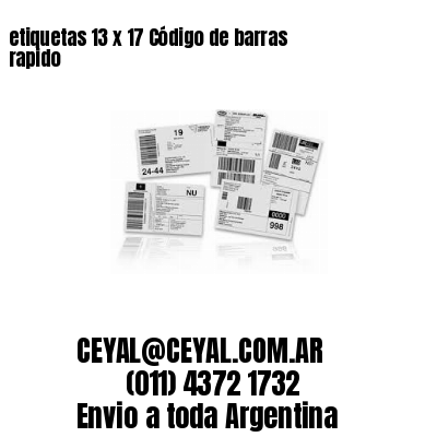 etiquetas 13 x 17 Código de barras rapido