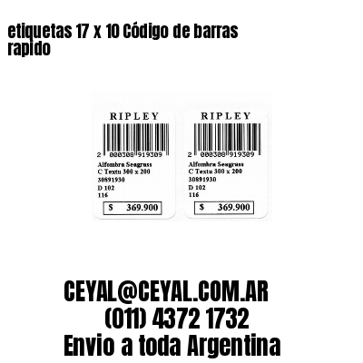 etiquetas 17 x 10 Código de barras rapido