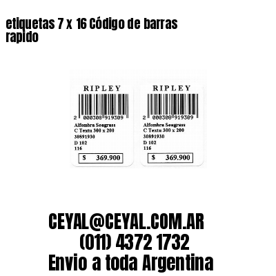 etiquetas 7 x 16 Código de barras rapido