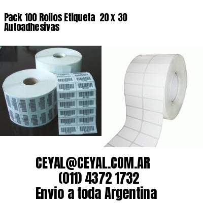 Pack 100 Rollos Etiqueta  20 x 30 Autoadhesivas