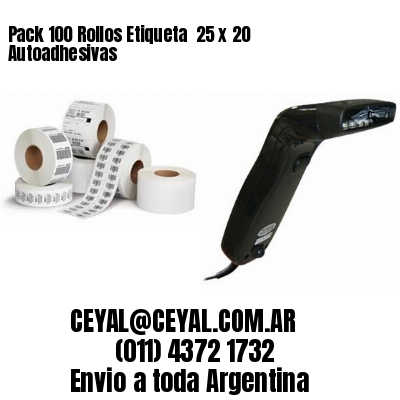 Pack 100 Rollos Etiqueta  25 x 20 Autoadhesivas