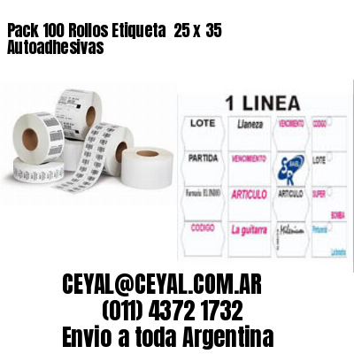 Pack 100 Rollos Etiqueta  25 x 35 Autoadhesivas