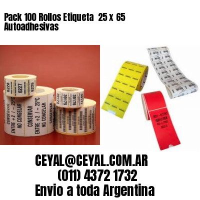 Pack 100 Rollos Etiqueta  25 x 65 Autoadhesivas