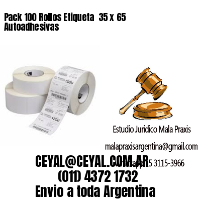 Pack 100 Rollos Etiqueta  35 x 65 Autoadhesivas