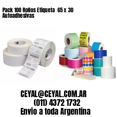Pack 100 Rollos Etiqueta  65 x 30 Autoadhesivas