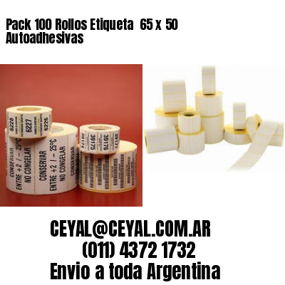 Pack 100 Rollos Etiqueta  65 x 50 Autoadhesivas