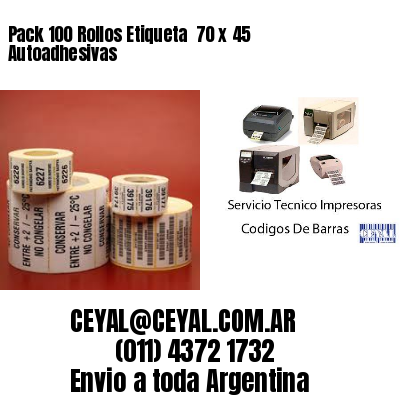 Pack 100 Rollos Etiqueta  70 x 45 Autoadhesivas