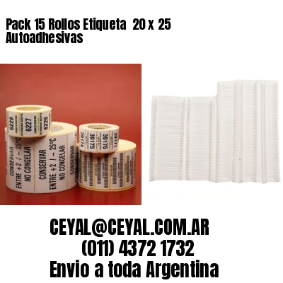 Pack 15 Rollos Etiqueta  20 x 25 Autoadhesivas