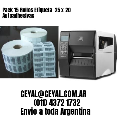 Pack 15 Rollos Etiqueta  25 x 20 Autoadhesivas