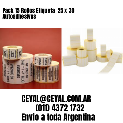 Pack 15 Rollos Etiqueta  25 x 30 Autoadhesivas