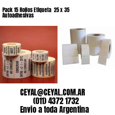 Pack 15 Rollos Etiqueta  25 x 35 Autoadhesivas