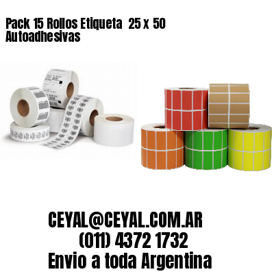 Pack 15 Rollos Etiqueta  25 x 50 Autoadhesivas