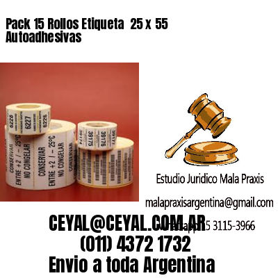 Pack 15 Rollos Etiqueta  25 x 55 Autoadhesivas