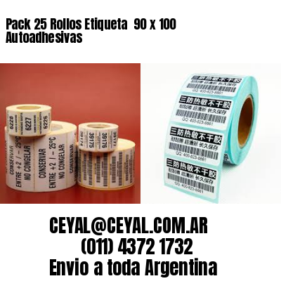 Pack 25 Rollos Etiqueta  90 x 100 Autoadhesivas