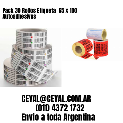 Pack 30 Rollos Etiqueta  65 x 100 Autoadhesivas