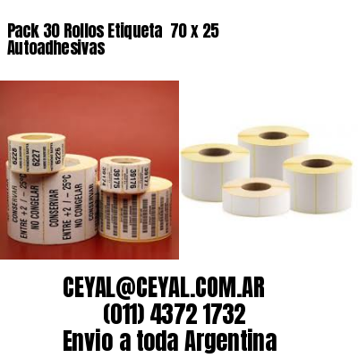 Pack 30 Rollos Etiqueta  70 x 25 Autoadhesivas