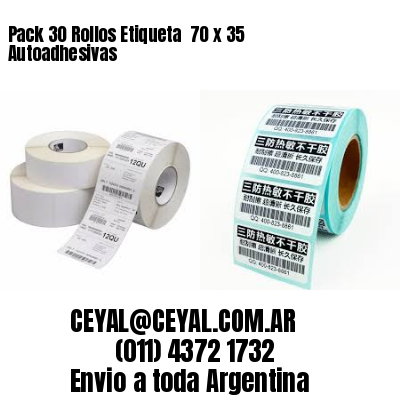 Pack 30 Rollos Etiqueta  70 x 35 Autoadhesivas