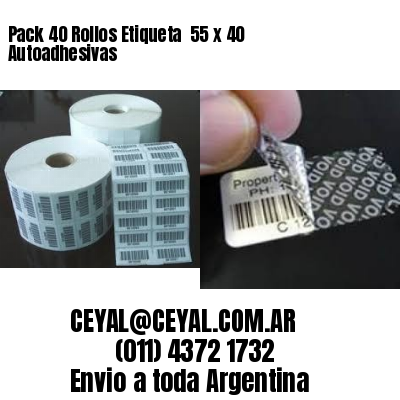 Pack 40 Rollos Etiqueta  55 x 40 Autoadhesivas