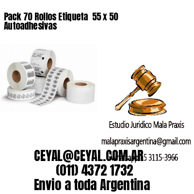 Pack 70 Rollos Etiqueta  55 x 50 Autoadhesivas