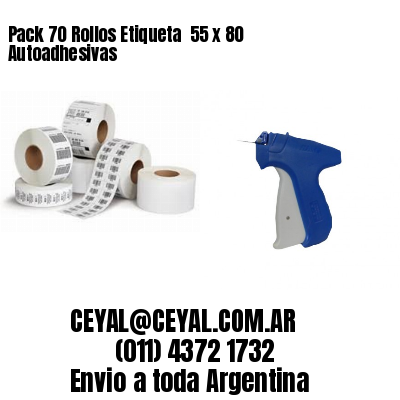 Pack 70 Rollos Etiqueta  55 x 80 Autoadhesivas