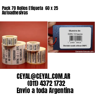 Pack 70 Rollos Etiqueta  60 x 25 Autoadhesivas