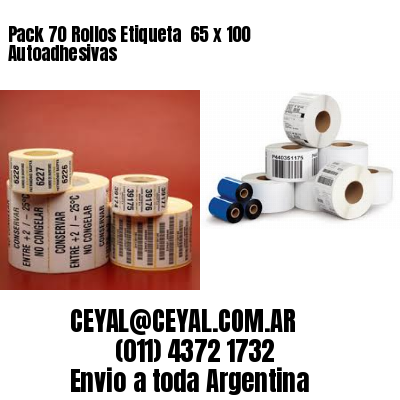 Pack 70 Rollos Etiqueta  65 x 100 Autoadhesivas