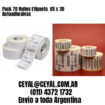 Pack 70 Rollos Etiqueta  65 x 30 Autoadhesivas