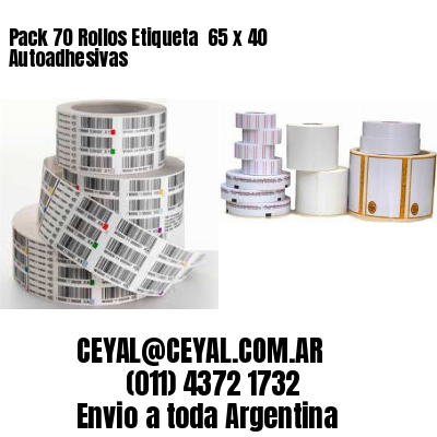 Pack 70 Rollos Etiqueta  65 x 40 Autoadhesivas