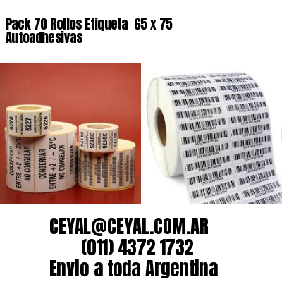 Pack 70 Rollos Etiqueta  65 x 75 Autoadhesivas