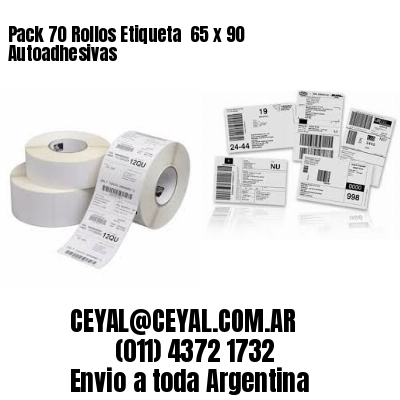 Pack 70 Rollos Etiqueta  65 x 90 Autoadhesivas