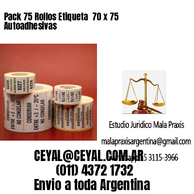 Pack 75 Rollos Etiqueta  70 x 75 Autoadhesivas